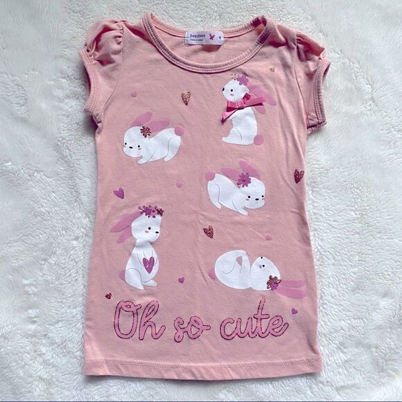 Beautees Cute Bunny Tshirt size 4, longer style. - Picture 1 of 3